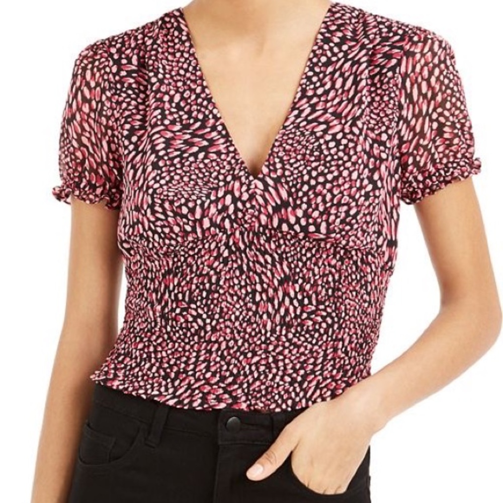 Bar III Smocked Printed Top